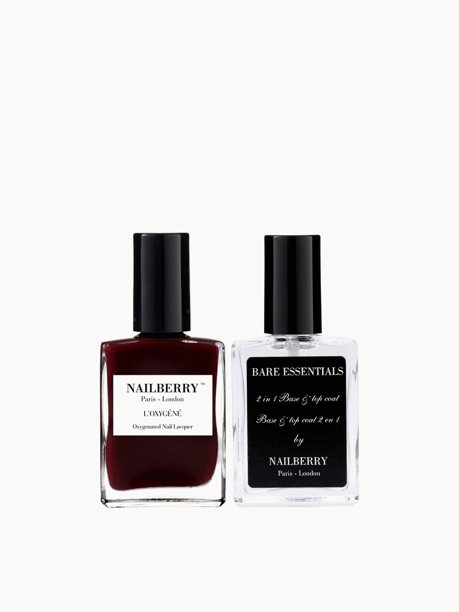Nailberry Noirberry and Bare Essentials 2 in 1 Base & Top Coat Bundle