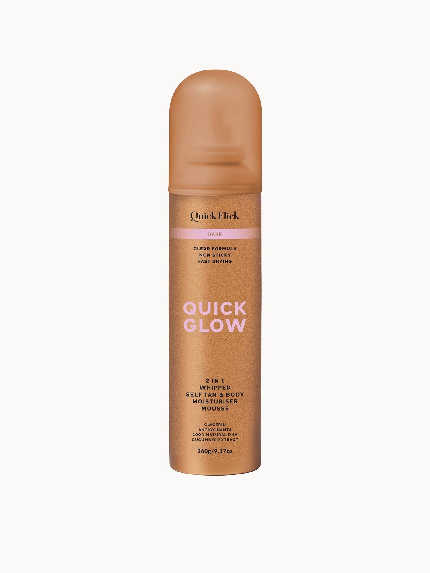 Quick Flick Quick Glow 2-in-1 Whipped Self Tan & Body Moisturiser Mousse 260g - Dark