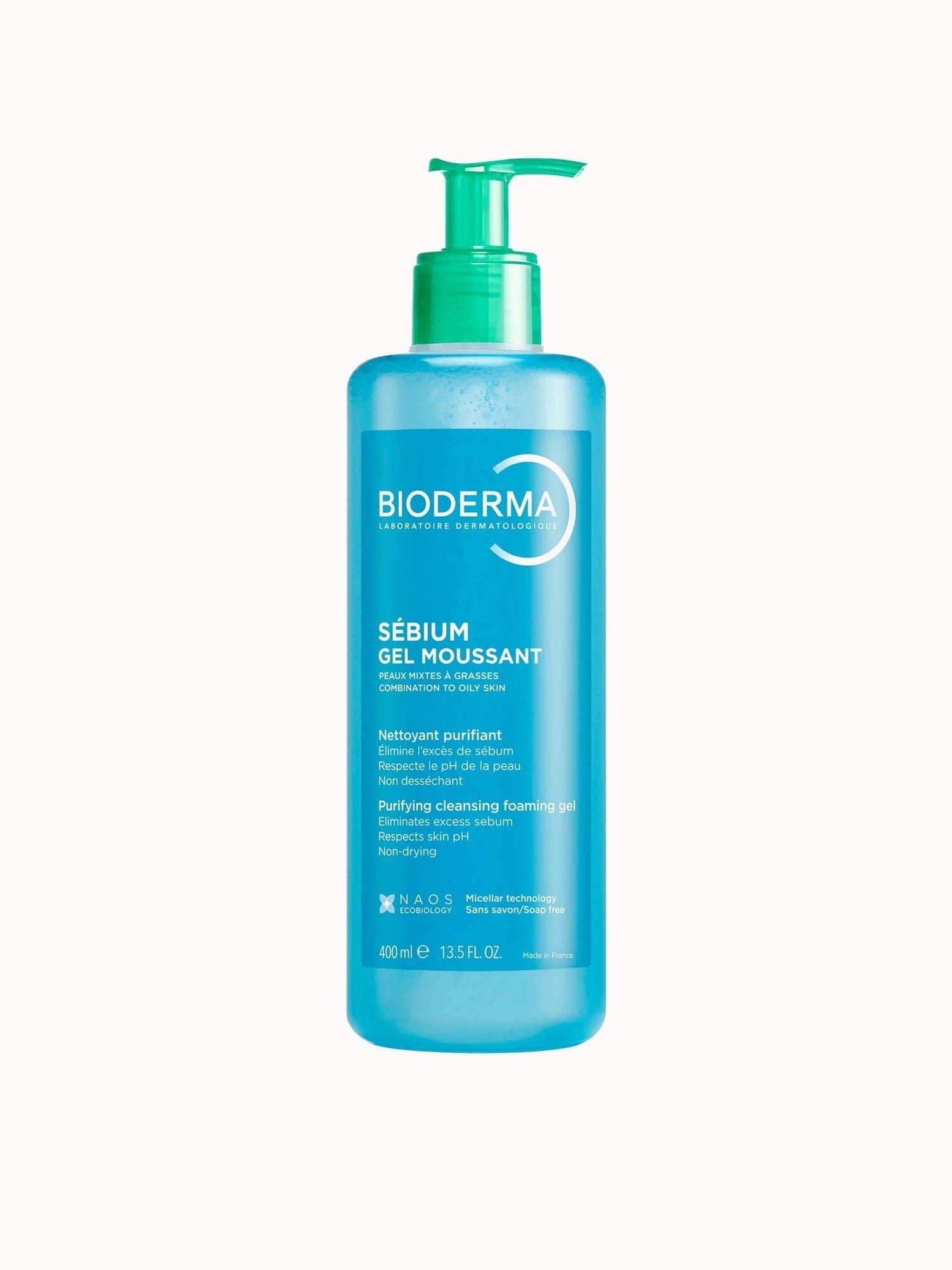 Bioderma Sebium Foaming Gel Cleanser Face Wash for Combination, Oily to Acne-prone skin 400ml