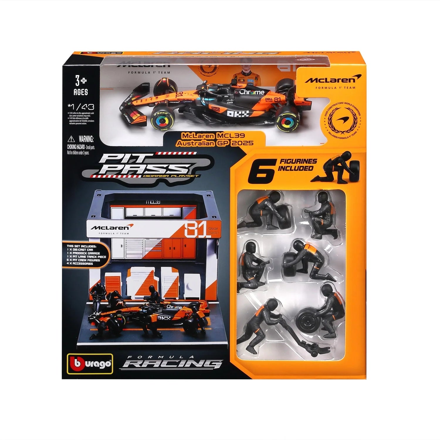 Bburago F1 Mclaren MCL39 2025 Pit Pass Diorama Piastri 1:43 Scale