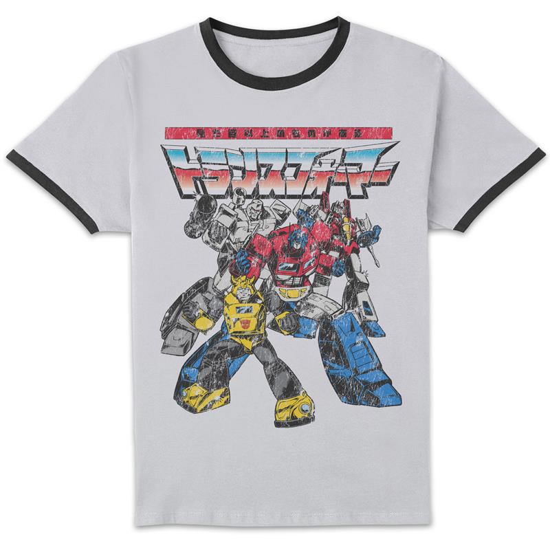 Transformers Retro Japanese Comic Ringer T-Shirt - White/Black - S