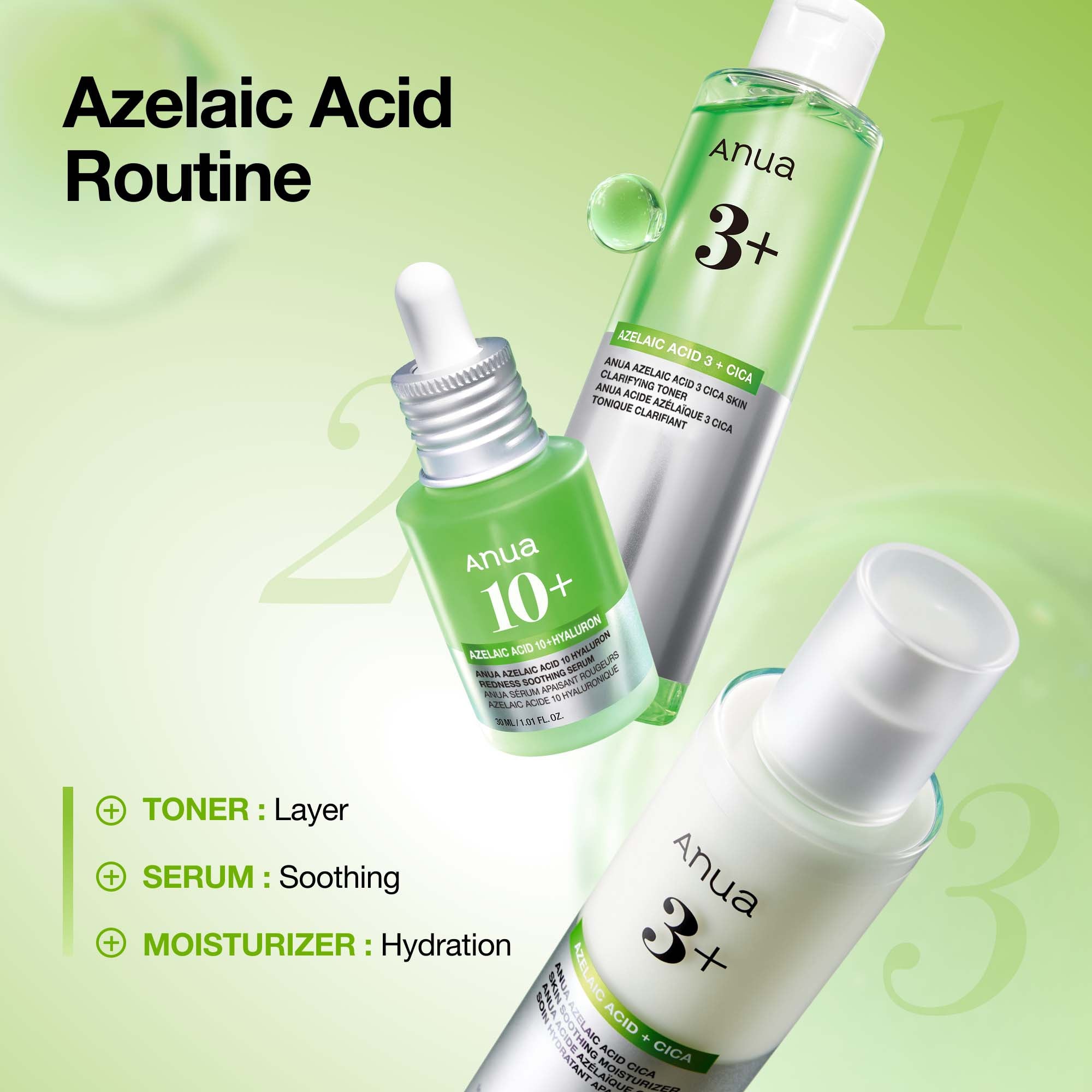 Anua Azelaic Acid 15+ CICA 30mL 8コ SET Anua Azelaic Acid 3 Cica Skin Soothing Moisturiser 100ml | Cult Beauty