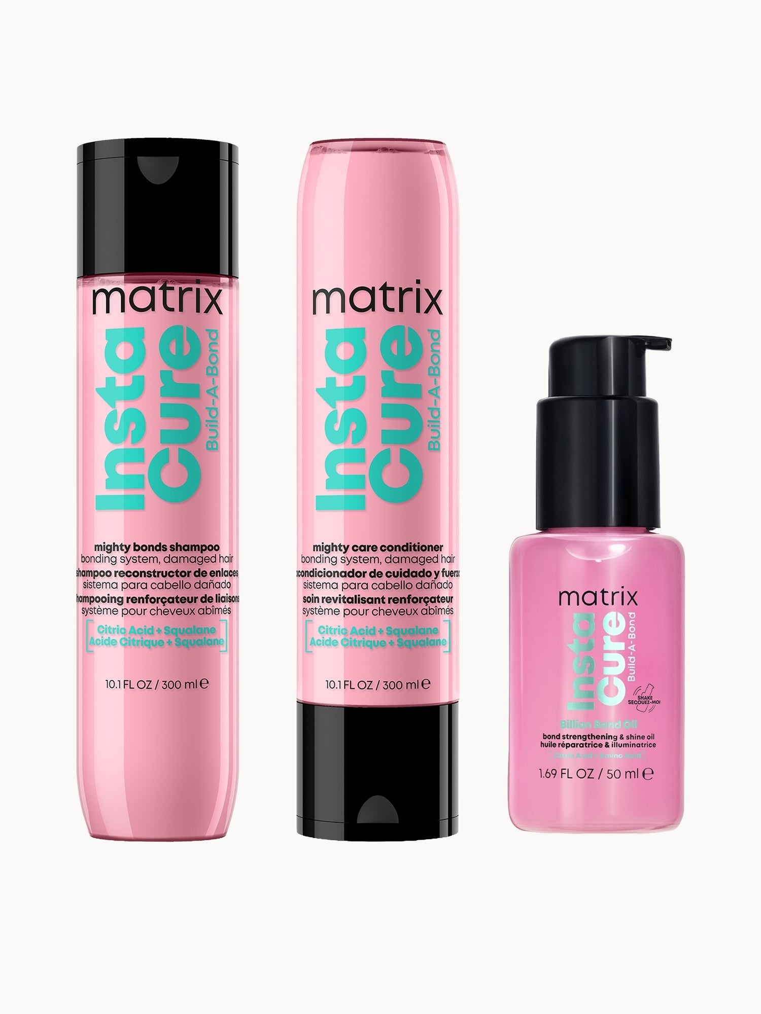 MATRIX X KATSEYE - MEGAN'S GO TO: Instacure Build-A-Bond Mighty Bonds Anti-Breakage Shampoo, Conditioner, and Oil