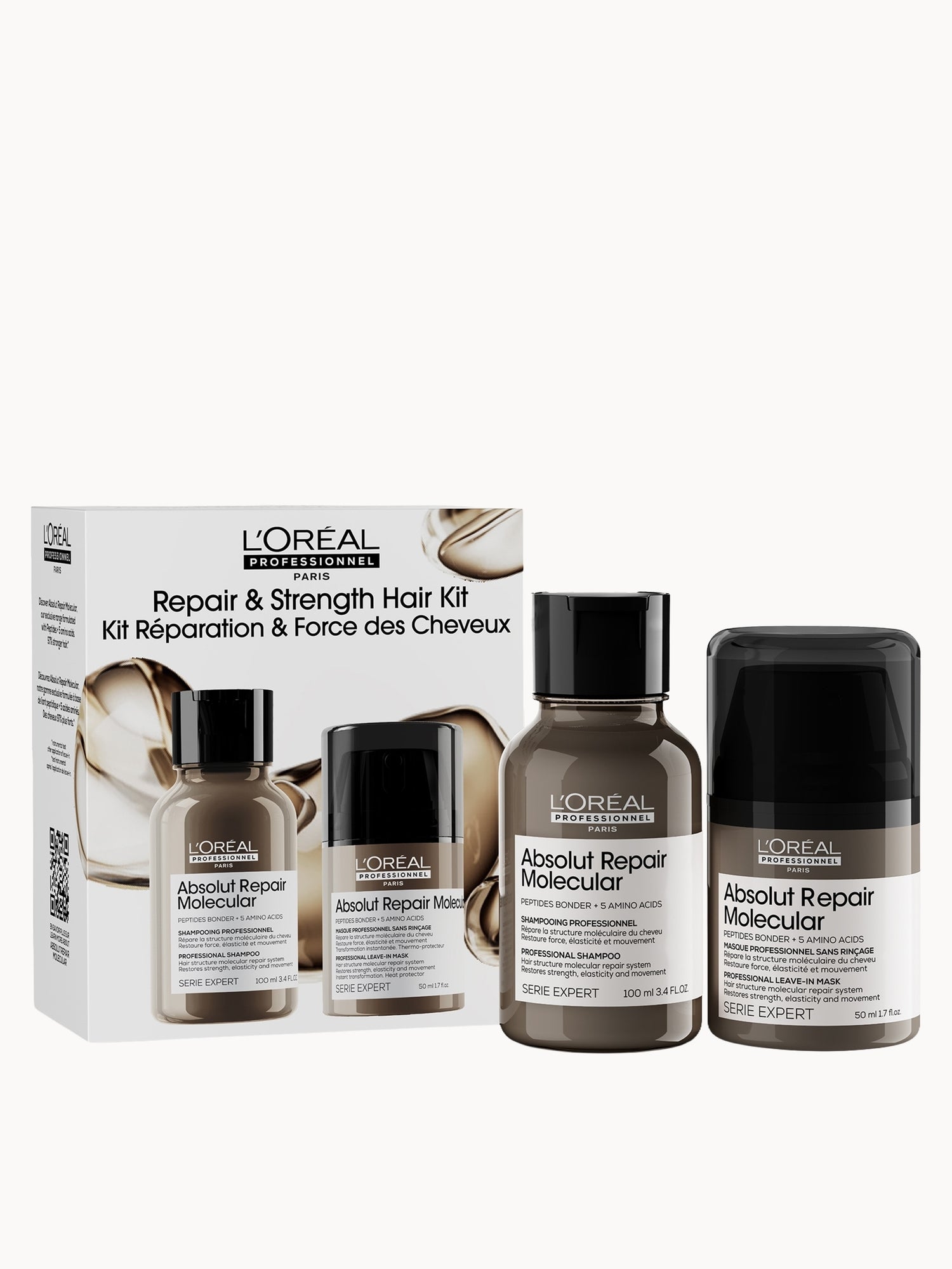 L'Oréal Professionnel Absolut Repair Molecular Mini Gift Set Shampoo & Leave-In Hair Mask, for Damaged Hair, 100ml, 50ml