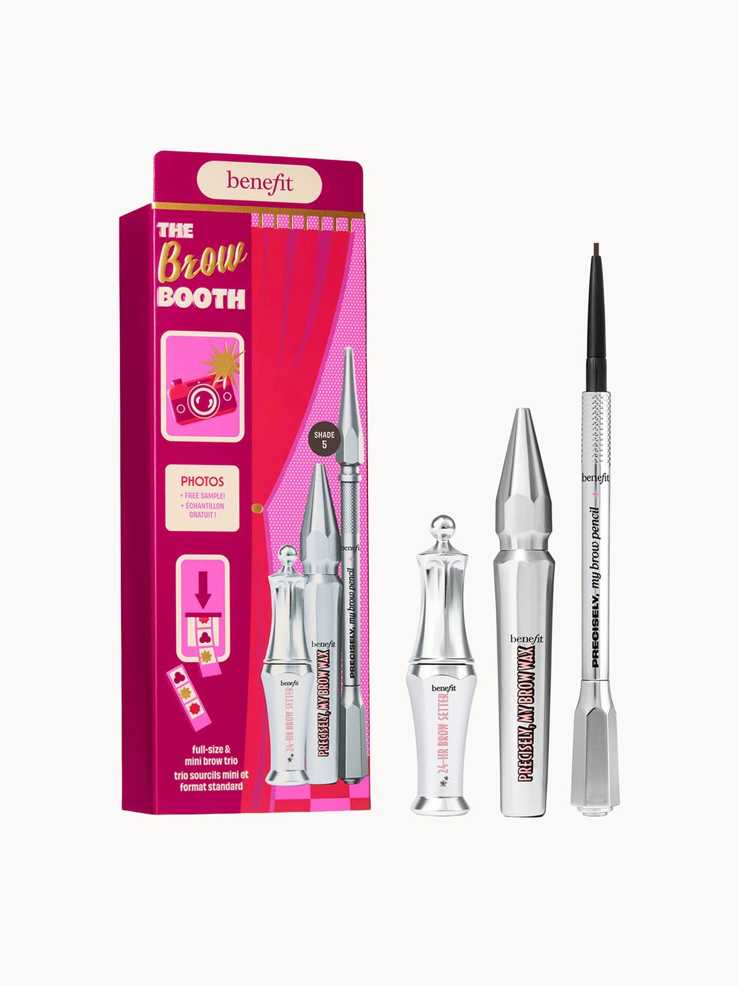 Benefit The Brow Booth Shade 5, Precisely, My Brow Pencil, Wax & Eyebrow Gel Trio