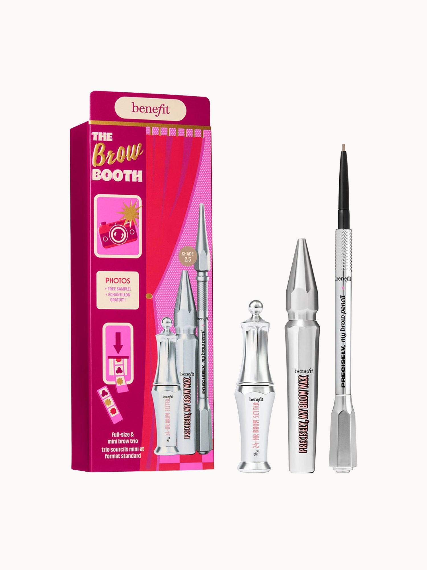 Benefit The Brow Booth Shade 2.5, Precisely, My Brow Pencil, Wax & Eyebrow Gel Trio