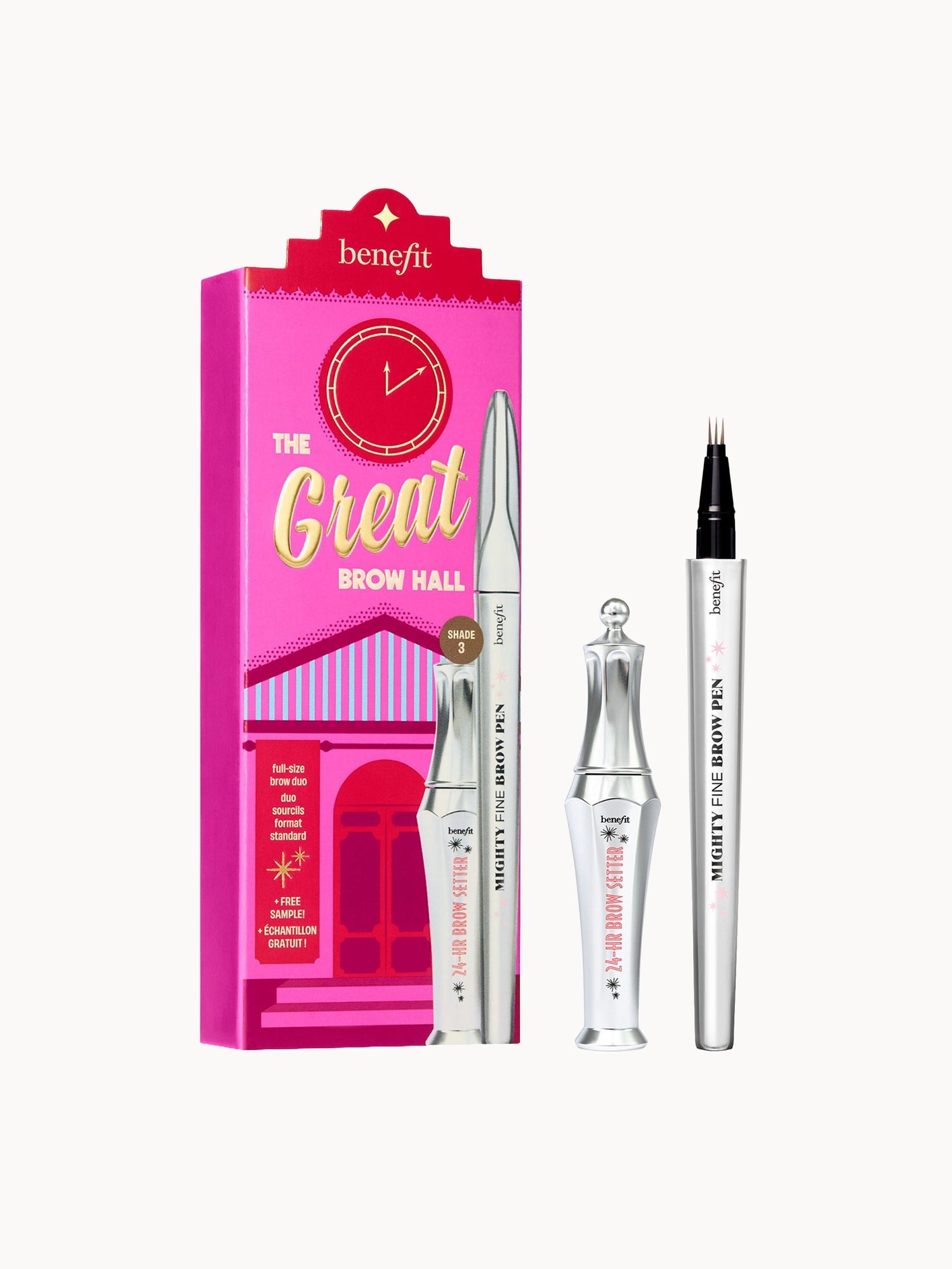Benefit The Great Brow Hall Shade 3, Eyebrow Pen & 24Hr Brow Setter Duo Gift Set