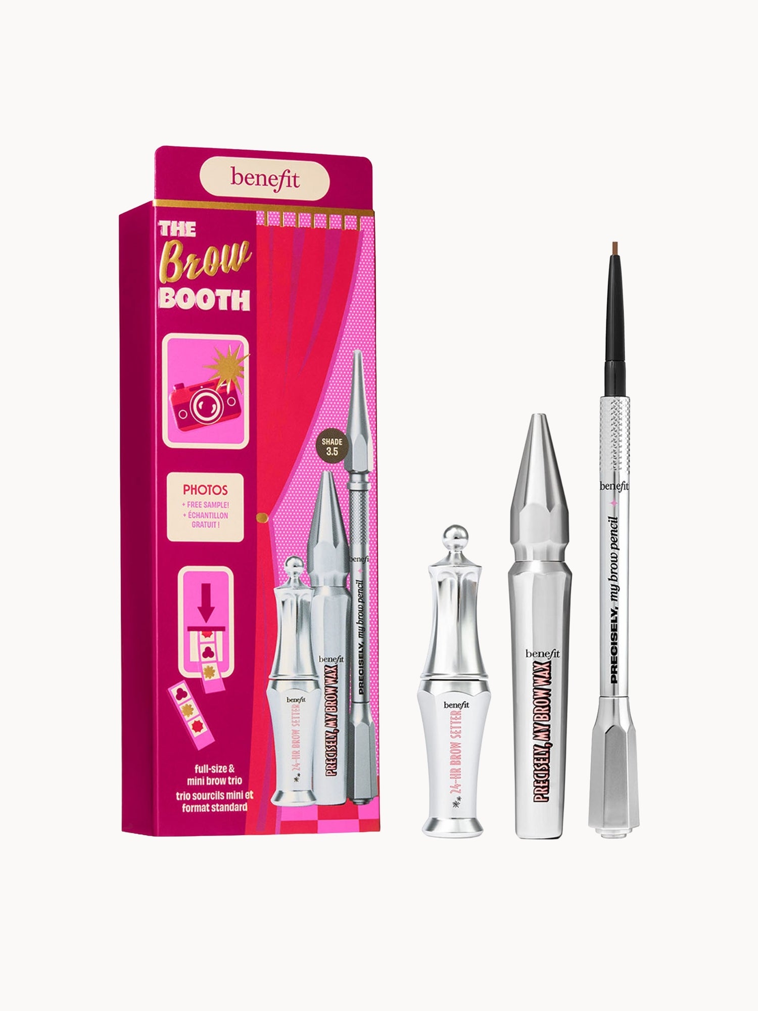 Benefit The Brow Booth Shade 3.5, Precisely, My Brow Pencil, Wax & Eyebrow Gel Trio