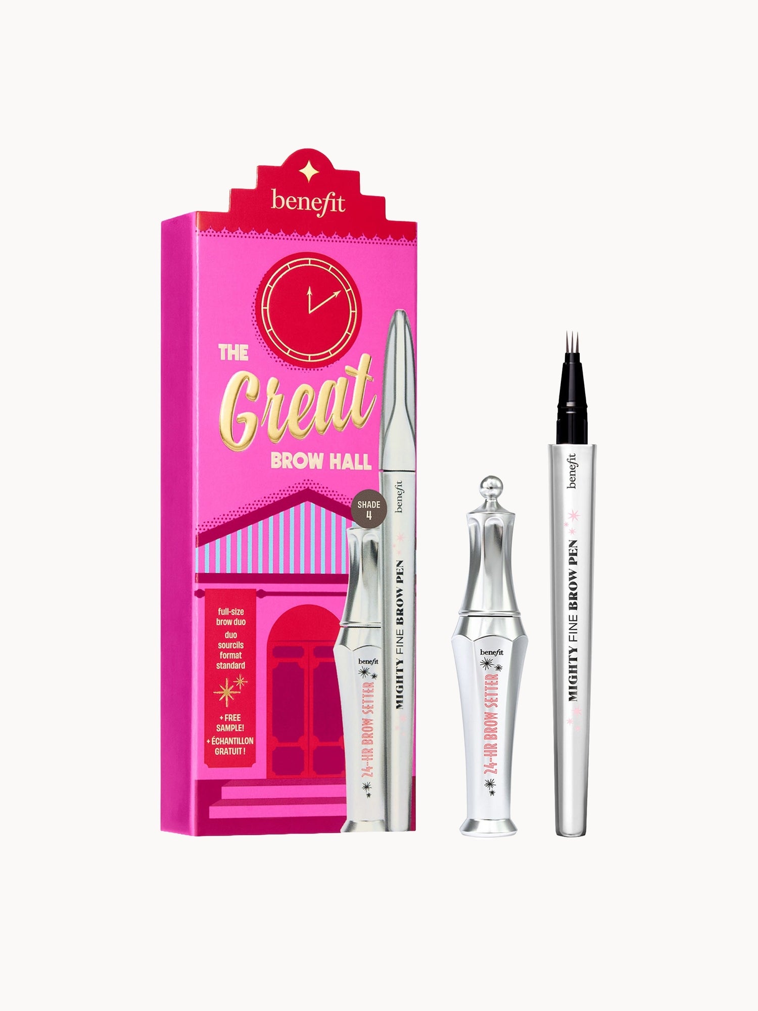 Benefit The Great Brow Hall Shade 4, Eyebrow Pen & 24Hr Brow Setter Duo Gift Set