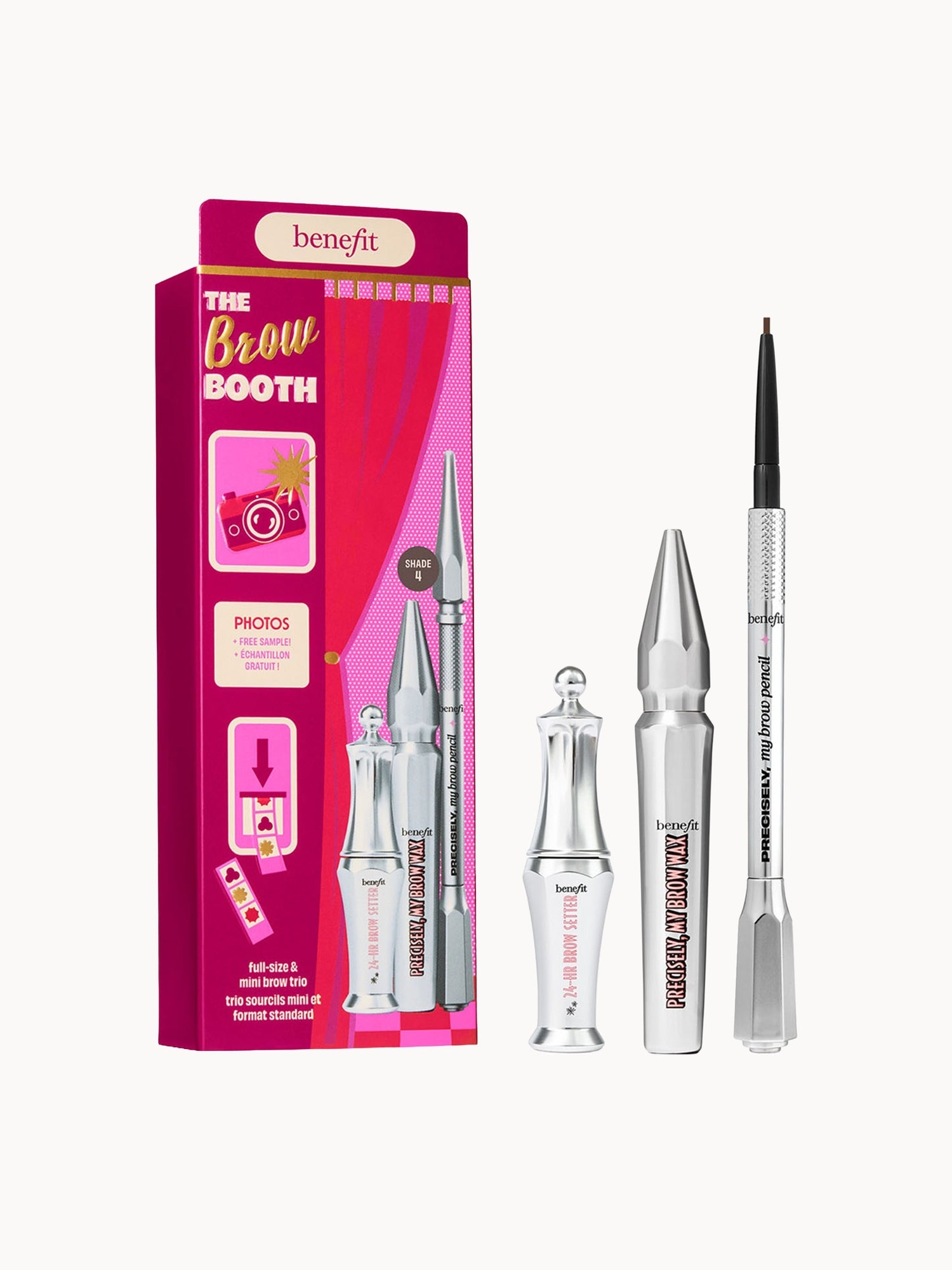 Benefit The Brow Booth Shade 4, Precisely, My Brow Pencil, Wax & Eyebrow Gel Trio