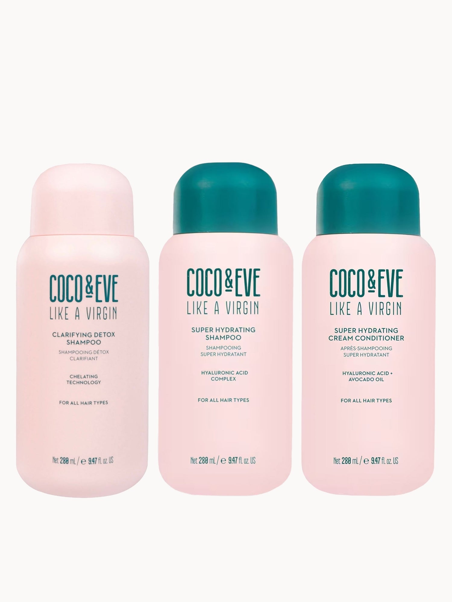 Coco & Eve Clarifying Detox Shampoo, Like a Virgin Shampoo and Like a Virgin Conditioner