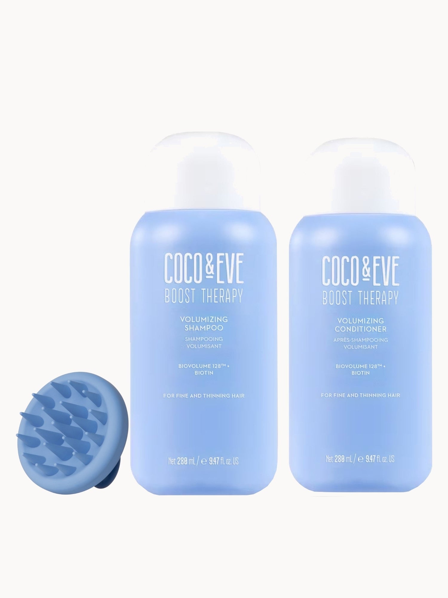 Coco & Eve Boost Therapy Shampoo & Conditioner Duo and Scalp Massager GWP Bundle