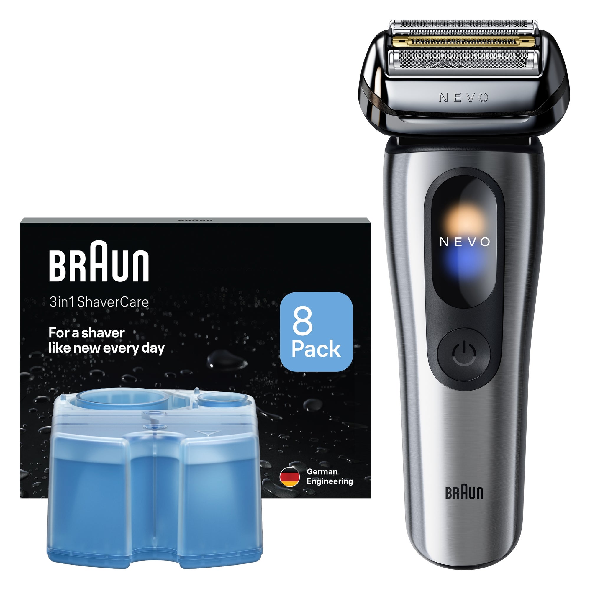 Braun Rasierer NEVO 17000cc & Reinigungskartuschen 8er-Pack