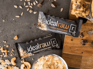 IdealRaw organic protein bars on a table