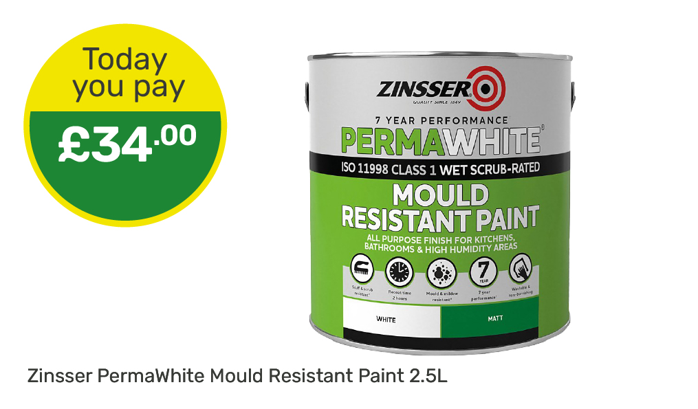 Zinsser PermaWhite Mould Resistant Paint 2.5L Today You Pay £34