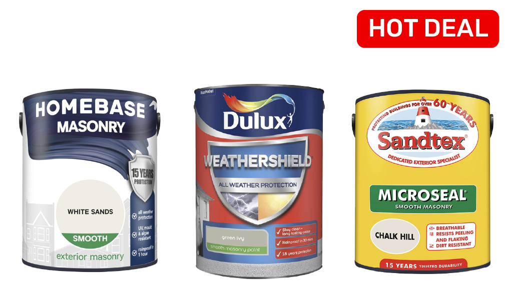 20% OFF when you buy 2 or more Homebase, Weathershield & Sandtex Outdoor Paint
