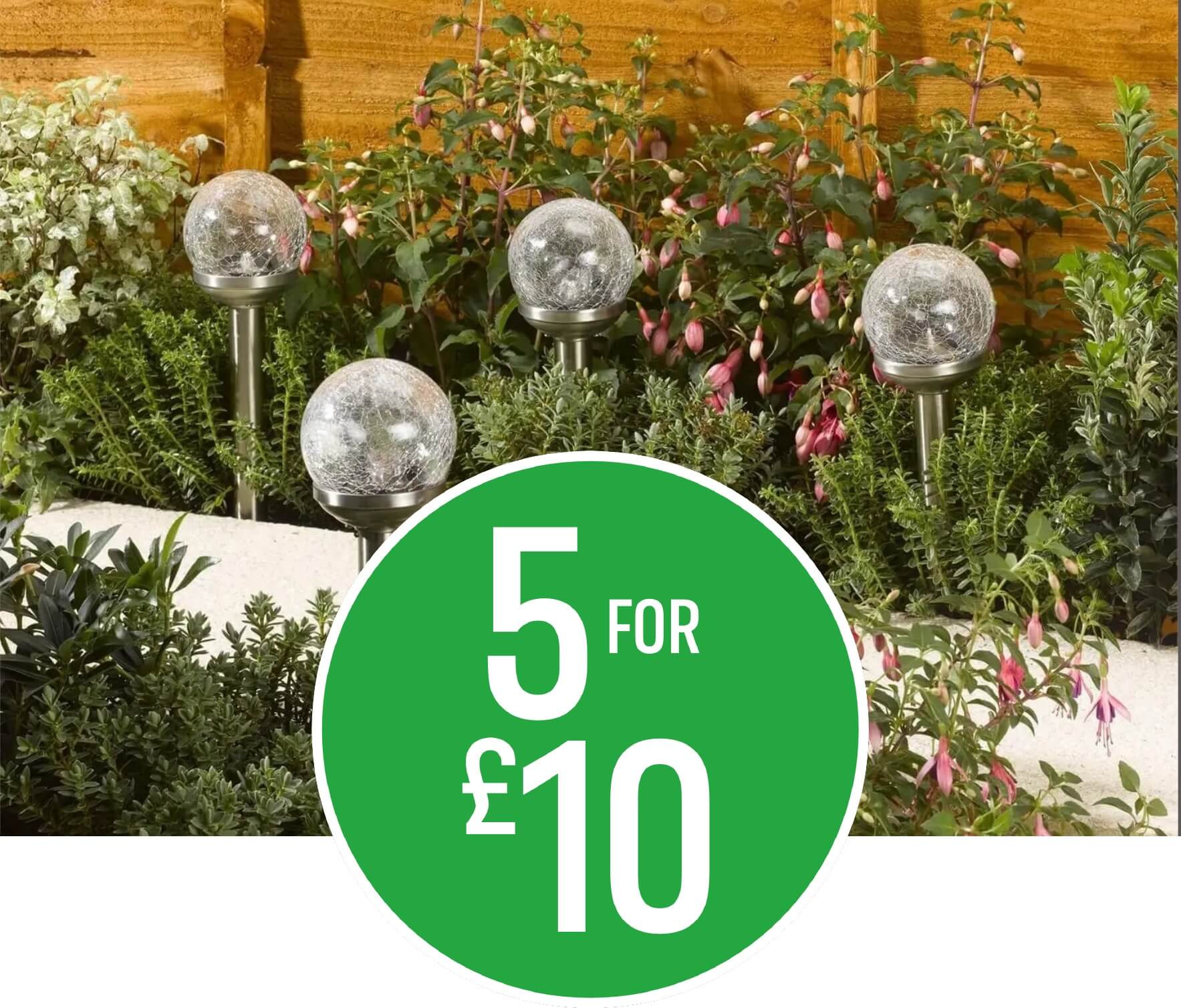5 for £10 on Crackle Ball Solar Stake Lights