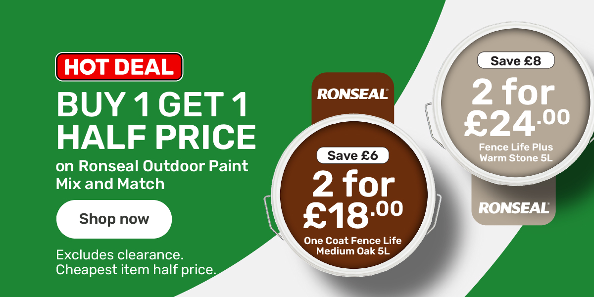 Buy 1 Get 1 Half Price on Ronseal Outdoor Paint Mix and Match