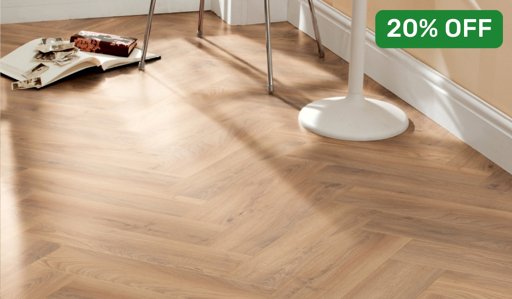 20% off when you buy 4 packs or more of Laminate, Luxury Vinyl and Solid Wood Flooring