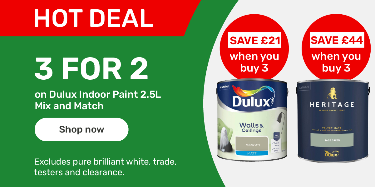 HOT DEAL - 3 FOR 2 ON DULUX INDOOR PAINT