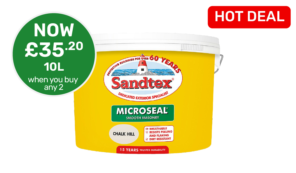 20% OFF when you buy 2 or more on Homebase, Weathershiled and Sandtex Outdoor Paint
