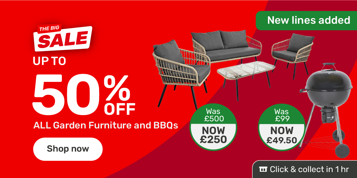 Up to 50% off ALL Garden Furniture and BBQs