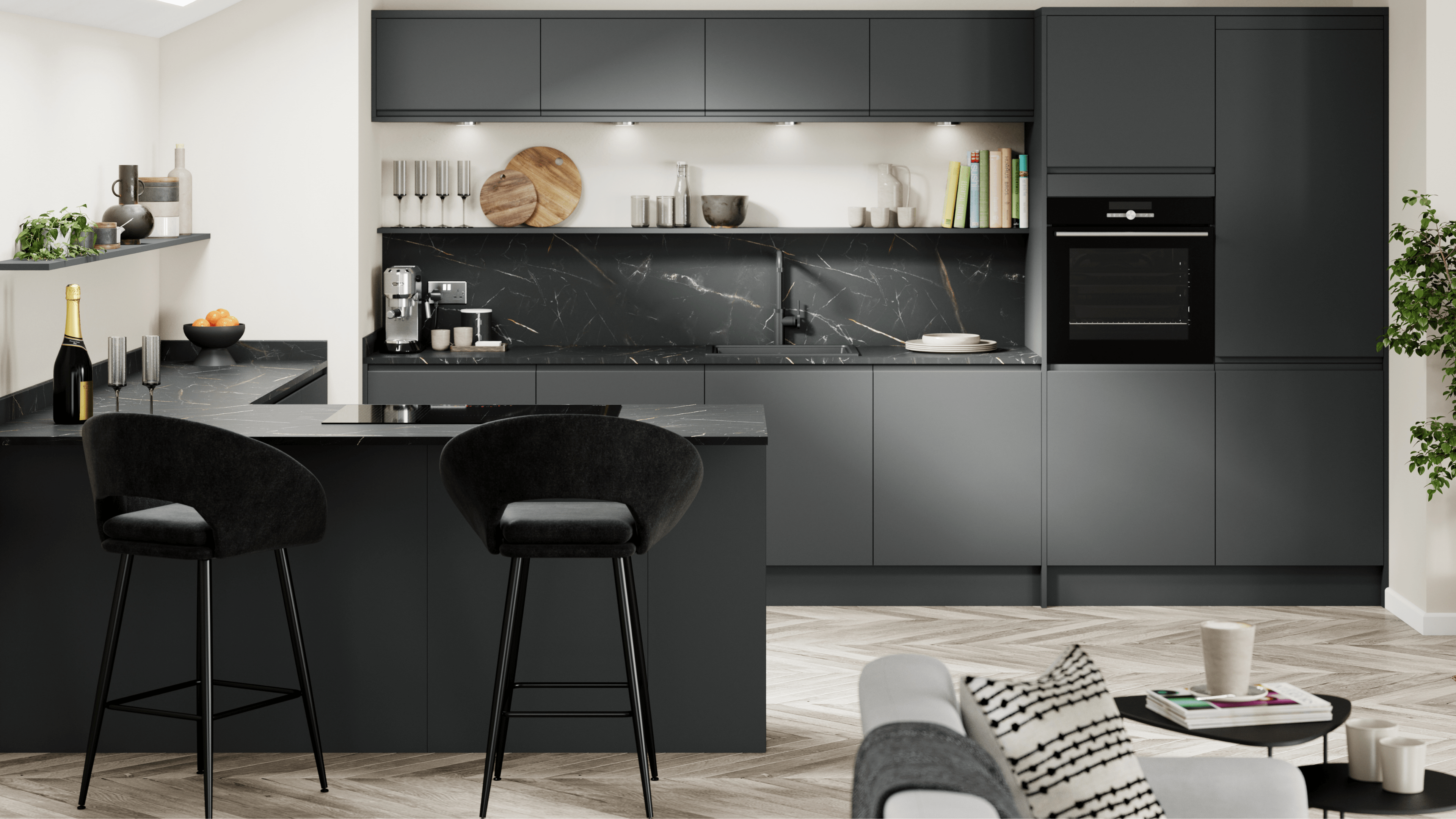 Homebase Handleless kitchen  - Dark Grey Matt
