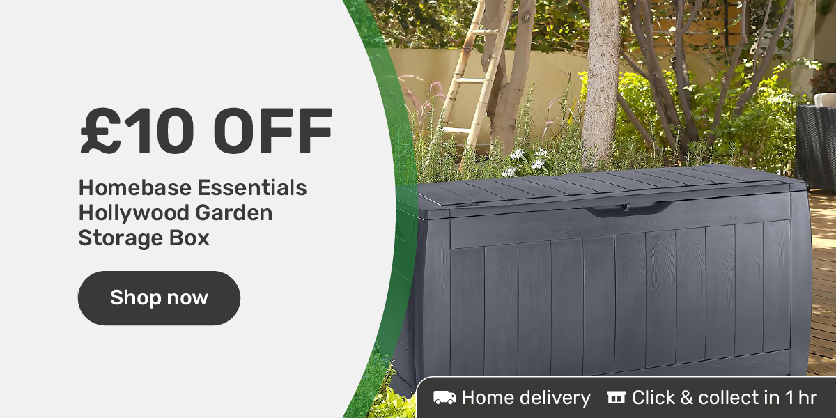 Homebase Essentials Hollywood Outdoor Garden Storage Box 270L - Grey