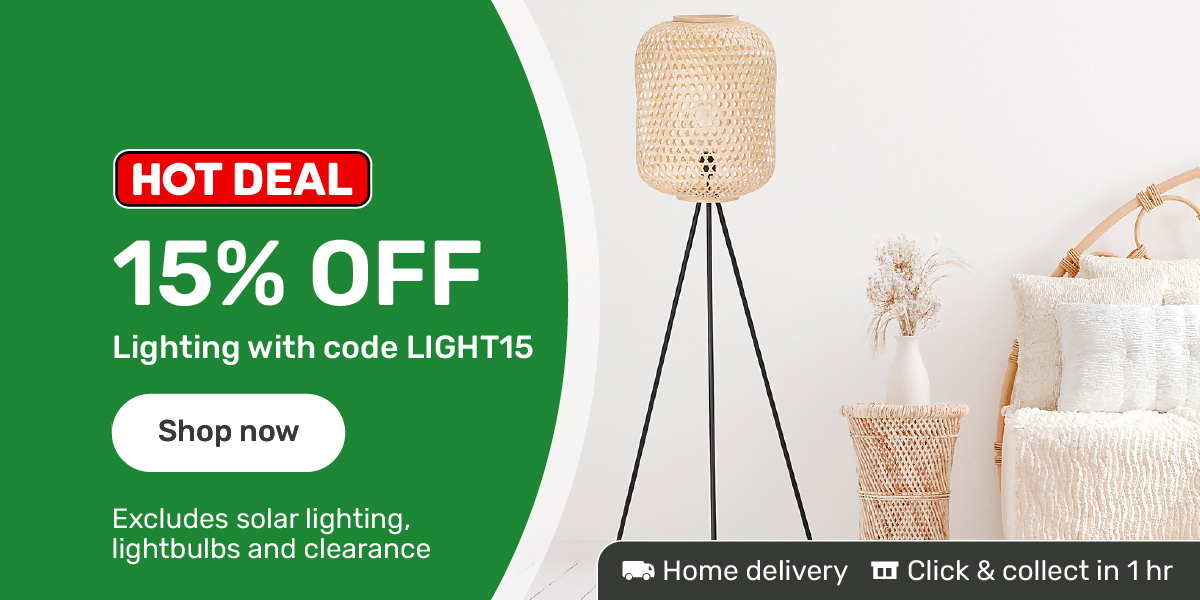 15% off lighting with code LIGHT15 (excludes solar lighting, lightbulbs and clearance)