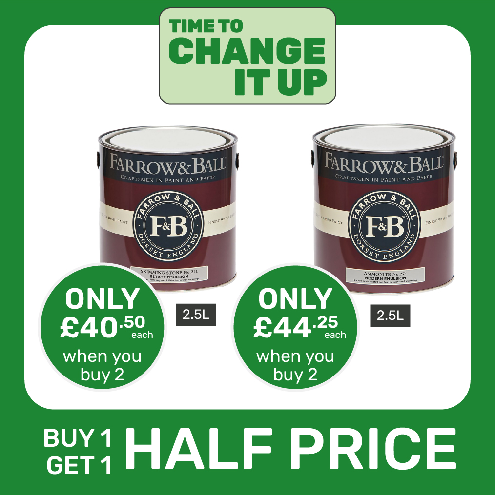 Buy 1 Get 1 Half Price on Farrow & Ball Indoor Paint