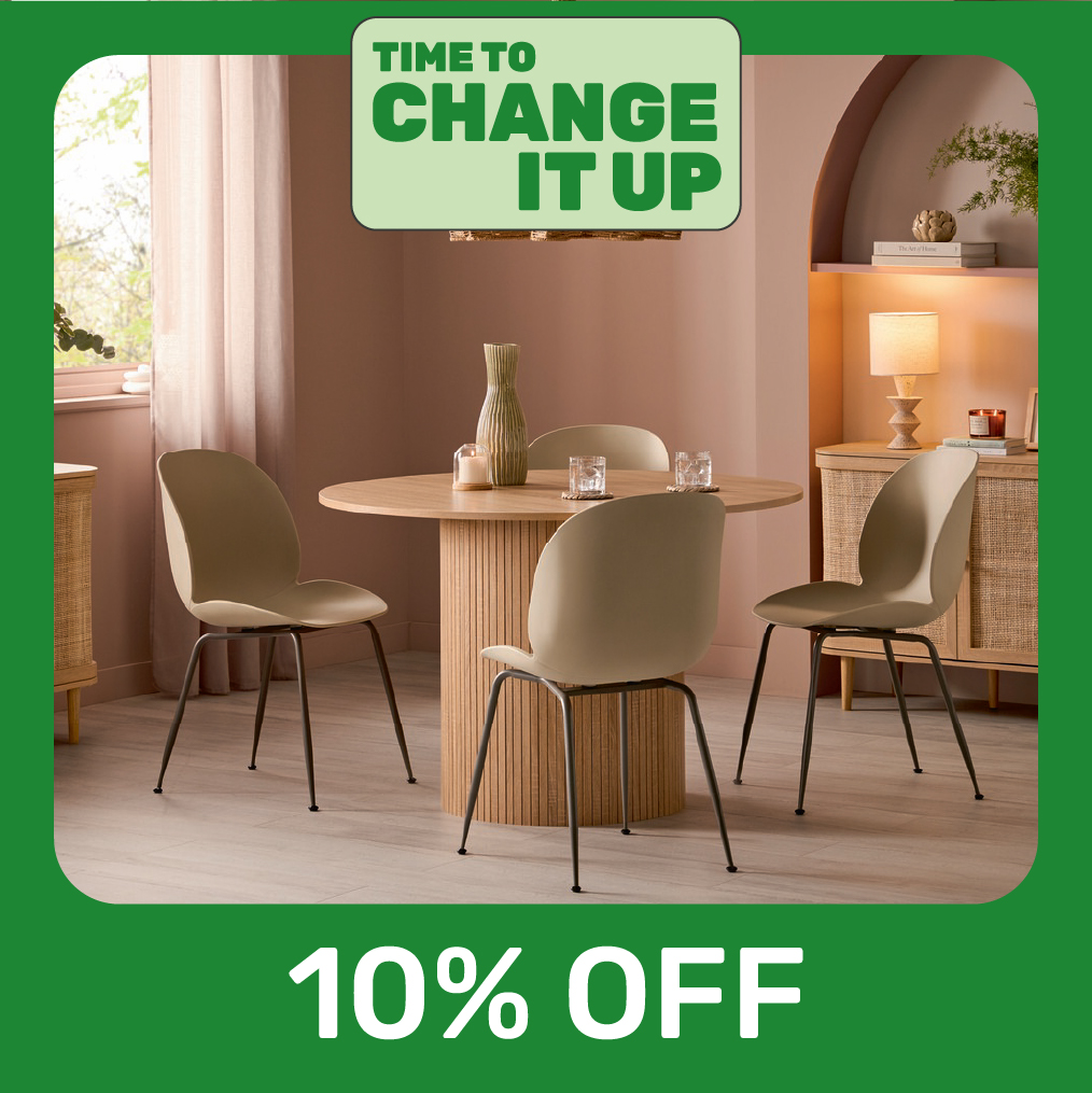 10% off when you buy any Dining Table & 4 or more Chairs*