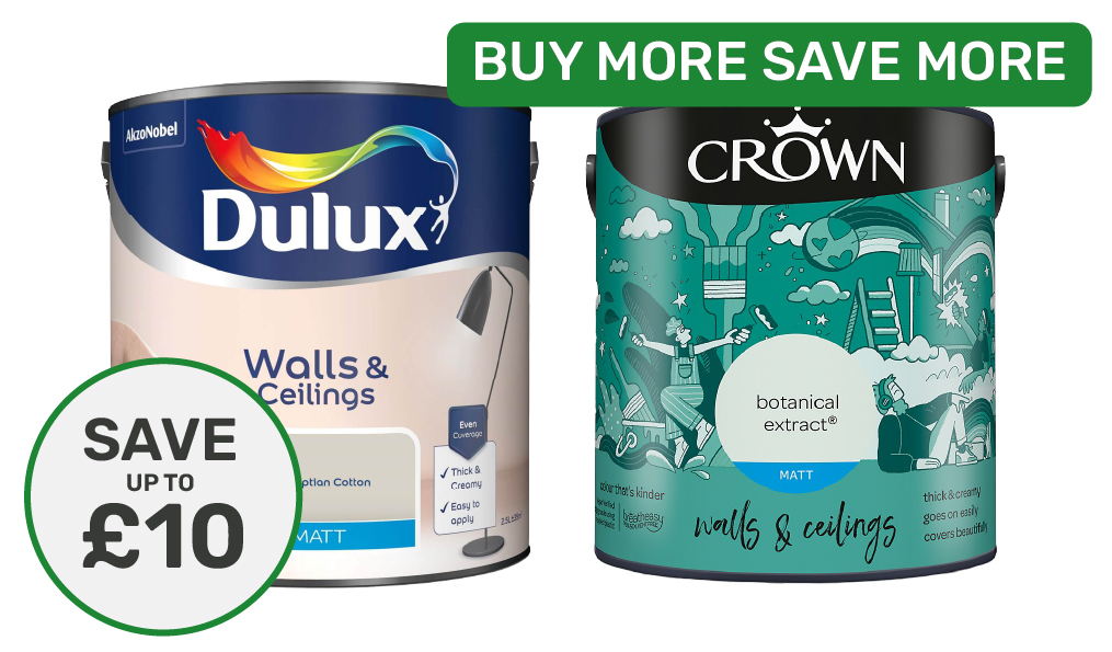 Multi-buy savings on Homebase, Crown & Dulux 2.5L