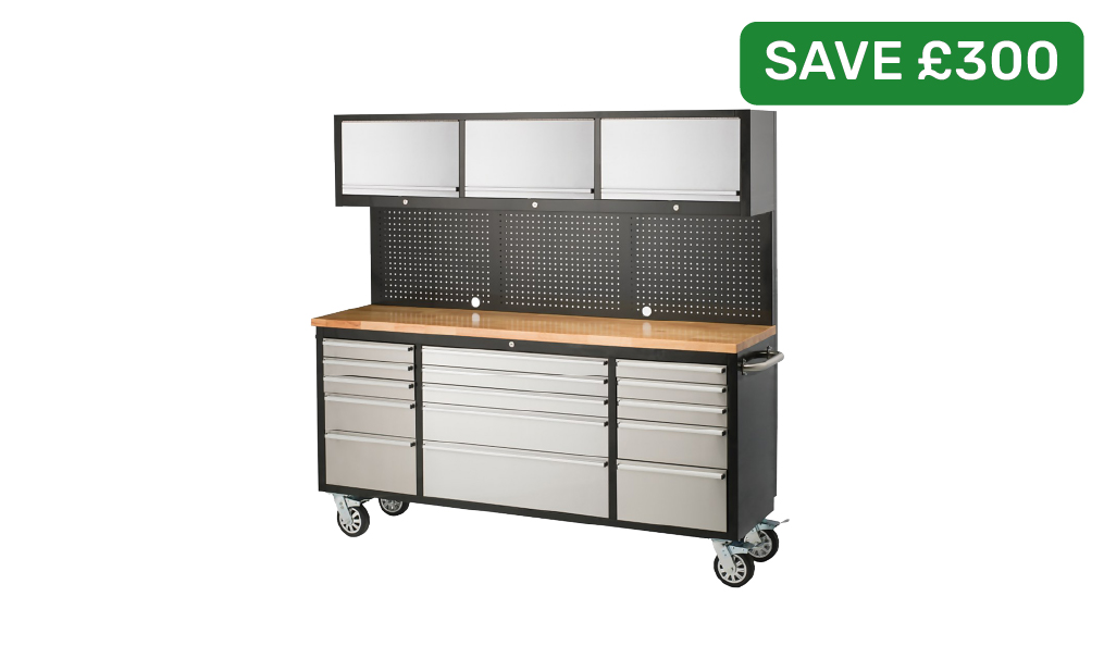 Save £300 on Ultimate Storage 72in Garage Workstation Tool Trolley with code: TROLLEY300