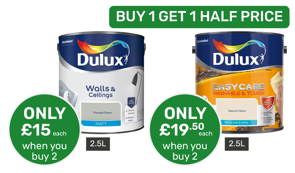 Buy 1 Get 1 HALF PRICE on Dulux Indoor paint