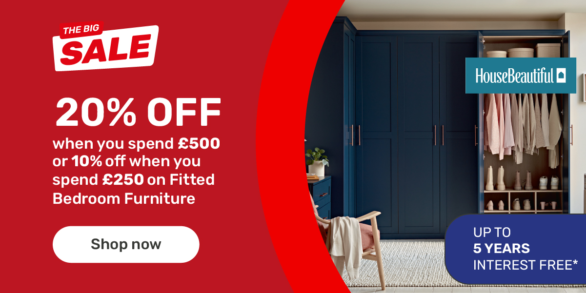 20% off when you spend £500 on Fitted Bedroom Furniture