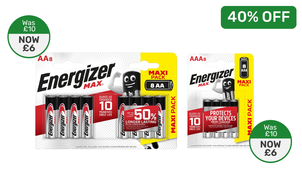 40% off selected 8 Pack Energizer Batteries