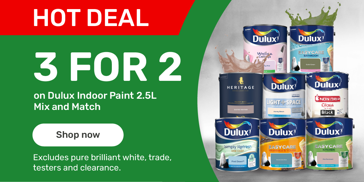 HOT DEAL - 3 FOR 2 ON DULUX INDOOR PAINT