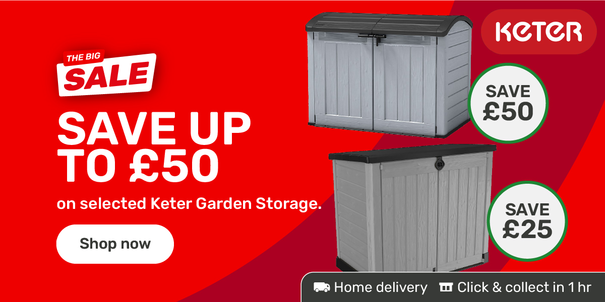 Save up to £50 Keter garden storage