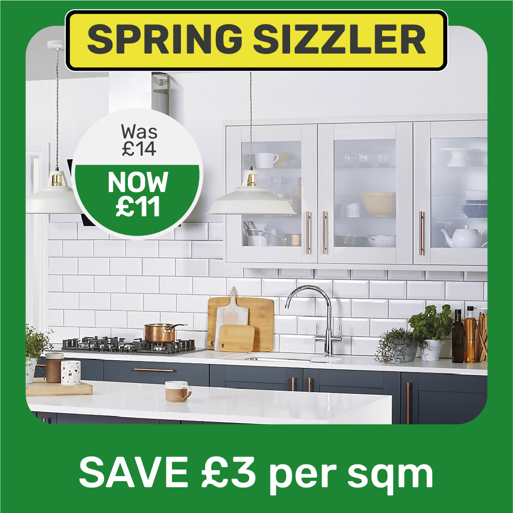 Save £3 per sqm on Metro Gloss White Tile