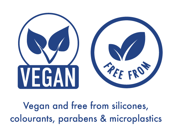 Vegan and free form silicones, colourants parabens and microplastic