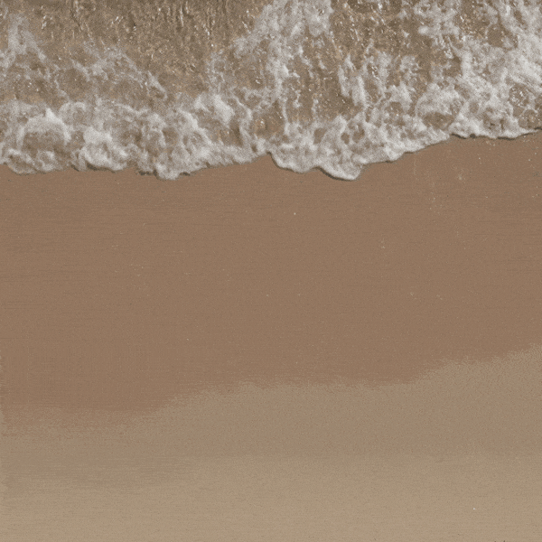Shop up to 50% off summer sale – animated beach wave crashing over the sand