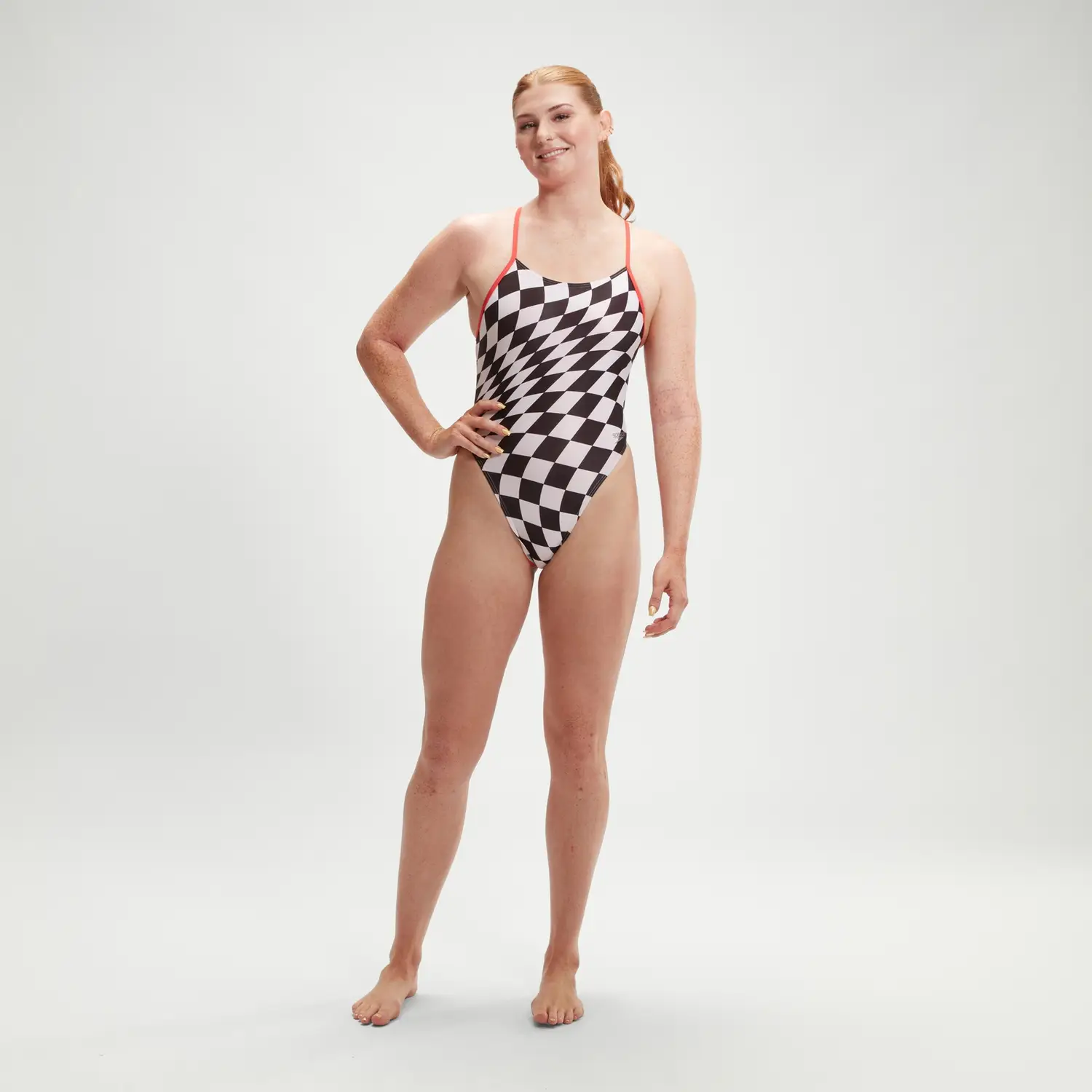 Women's Club Training Allover Digital Tie Back Swimsuit Black/White