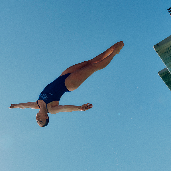 Girl jumping mid air