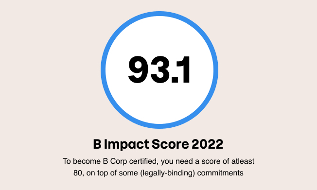 93.1. B impact score 2022. To become B Corp certified you need a score of at least 80, on top of some big (legally-binding) commitments