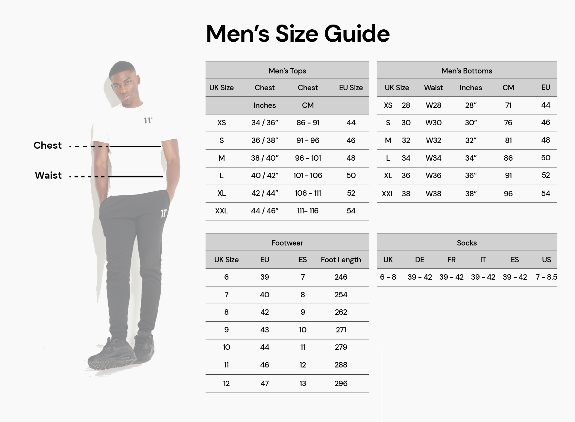 11-degrees-size-guide