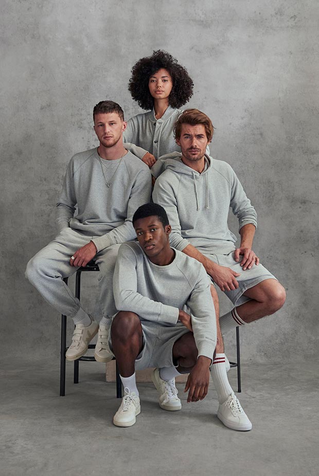 A group of people wearing grey sweat sets