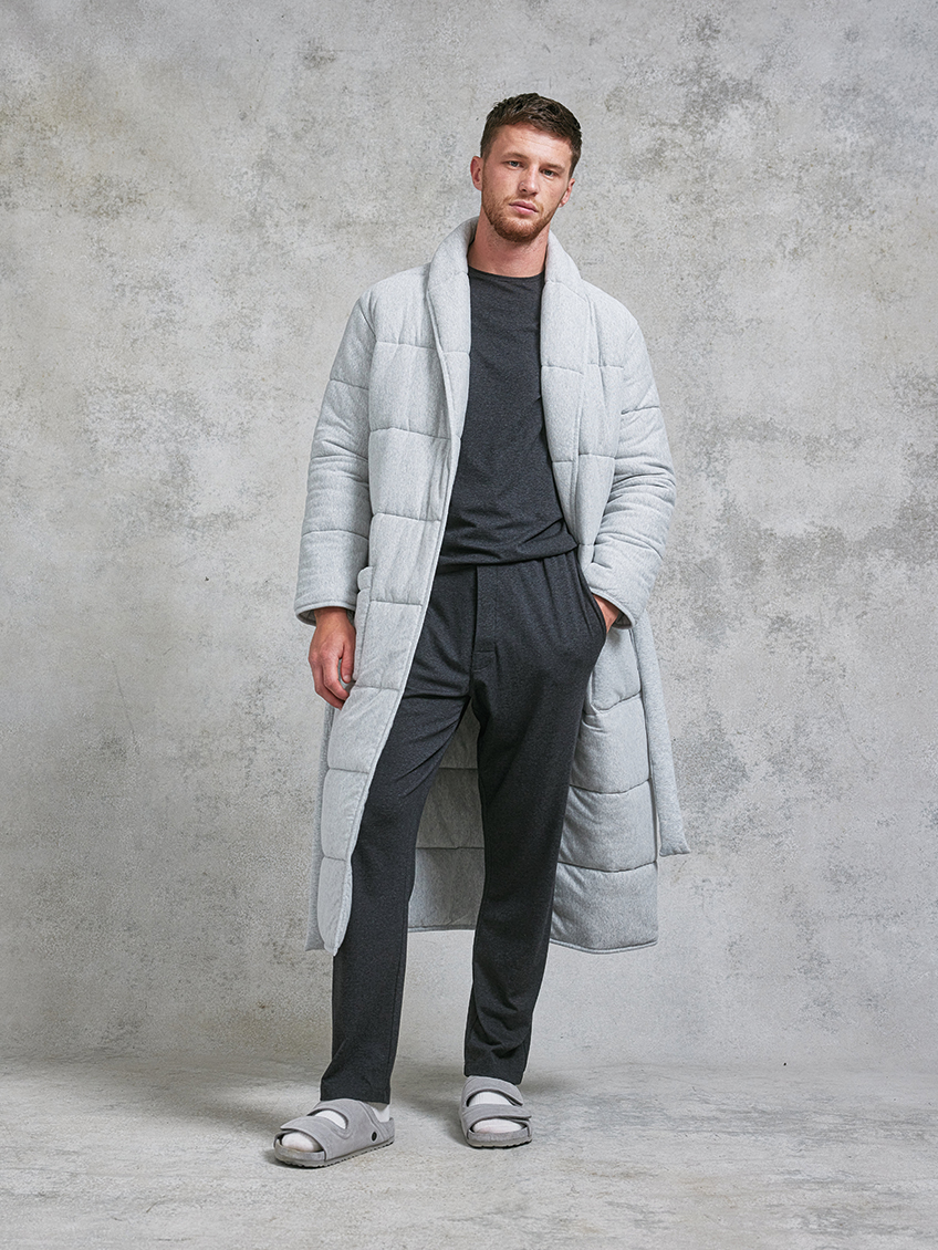 model wearing duvet coat