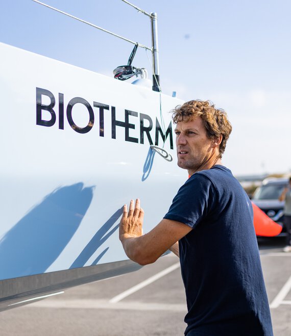 Biotherm Sailing Team Captain Paul Meilhat With Biotherm Boat