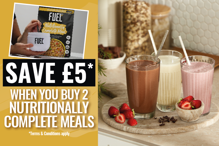 Save £5* when you buy 3 Nutritionally complete meals. *Terms and conditions apply.