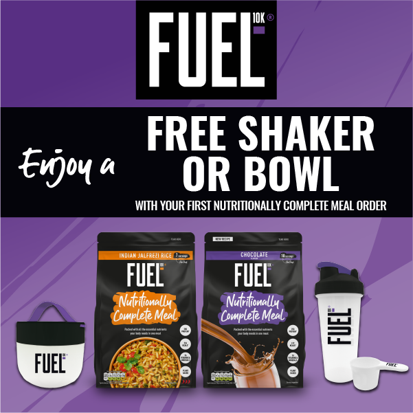 FUEL10K. Enjoy a free shaker or bowl with your first Nutritionally complete meal order